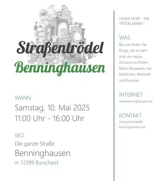 Straßentrödel Benninghausen - „Unser Dorf – ein Trödelmarkt“ 1 Straßentrödel Benninghausen – „Unser Dorf – ein Trödelmarkt“