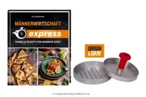 GEWINNSPIEL: Grill-Set 2 GG Maennerwirtschaft express Burgerpresse